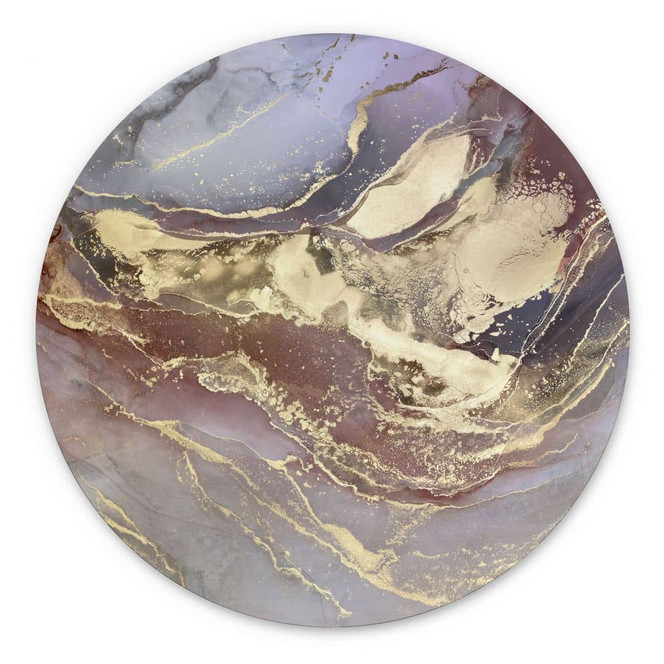 Wandbild Edle Strukturen in Gold und Violett - Shelest - Alu-Dibond Rund