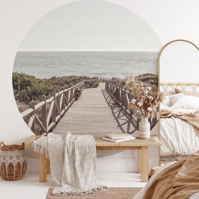 Fototapete Steg zum Strand - 1X Studio - Rund - Selbstklebend/Vlies