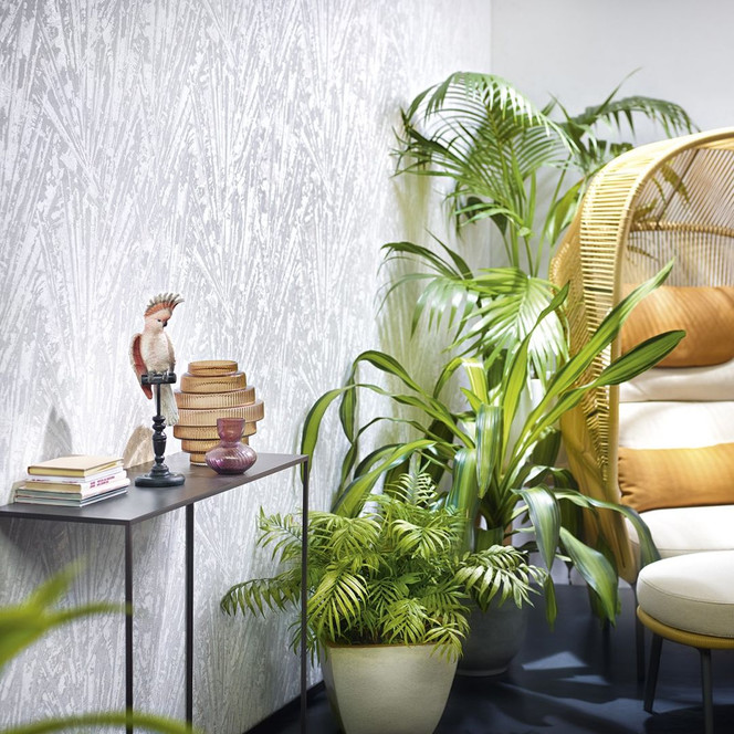 Vliestapete mit Glanz und Fächer-Optik grau, beige Struktur