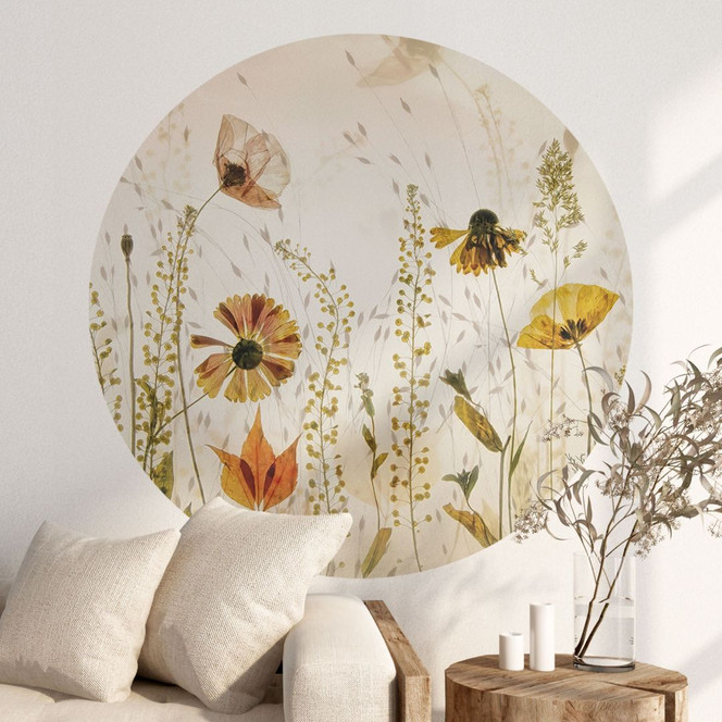 Wandtattoo Wilde Wiesenblumen im Sonnenlicht - Talen - Rund