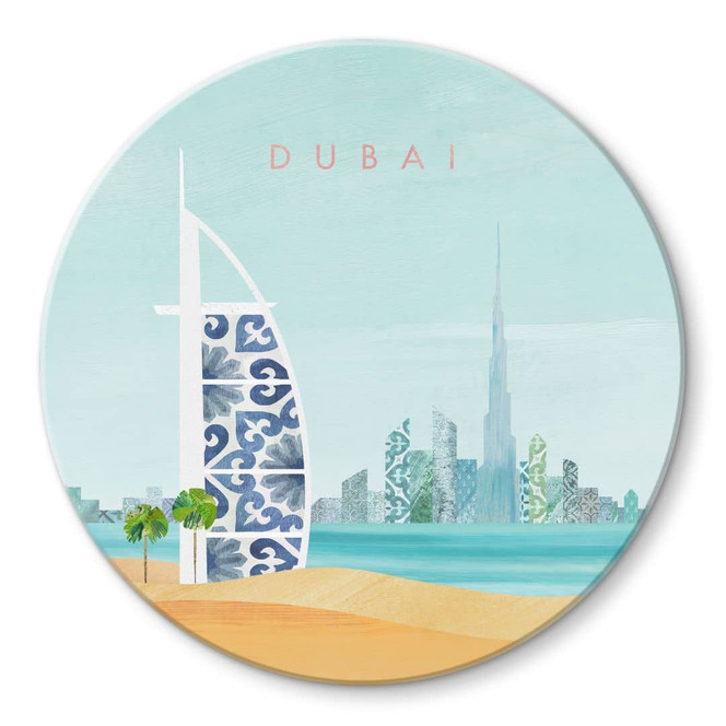 Glasbild Strand von Dubai - Burj Al Arab - Rivers - Rund