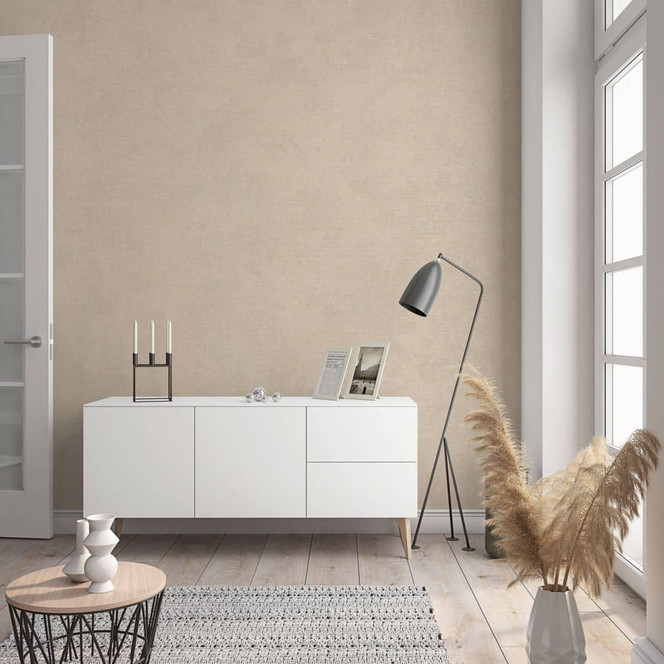 Vliestapete in moderner, feiner Struktur beige Uni