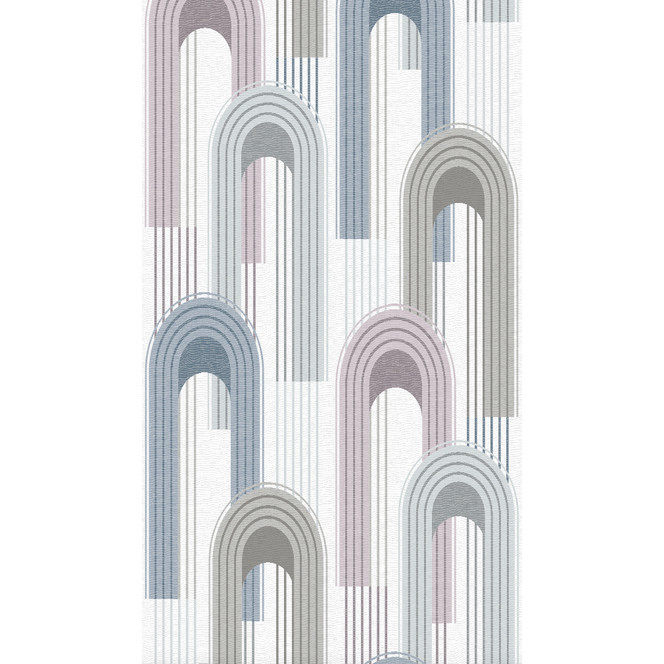 Vliestapete mit Rundbogen Motiv in grau, beige, blau Grafisch