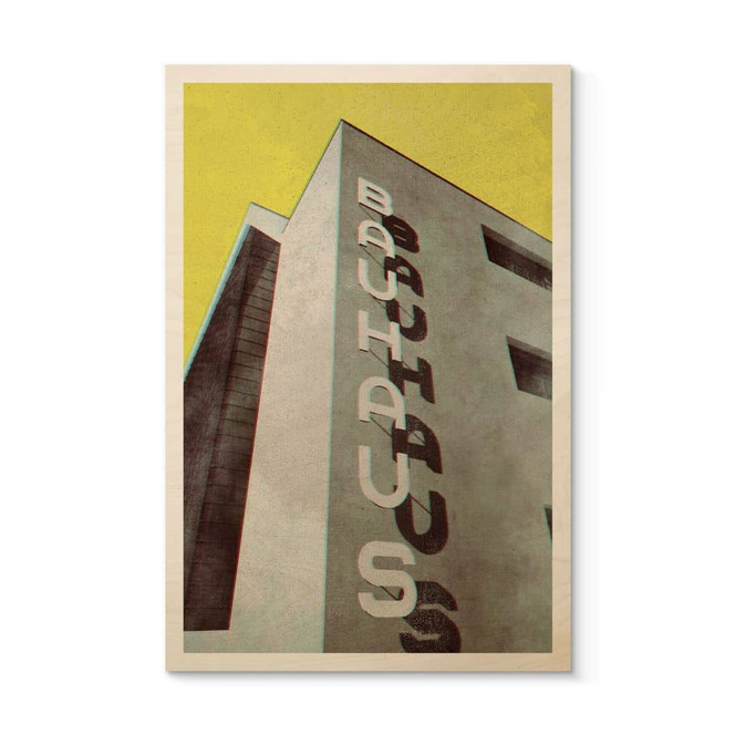 Holzbild Vintage Bauhaus Dessau Architektur - Blursbyai