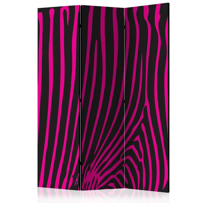 Paravent, Raumteiler freistehend, Trennwand - Zebramuster (violett)