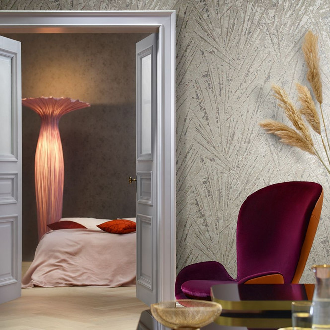 Vliestapete mit Glanz und Fächer-Optik beige, pearl Struktur