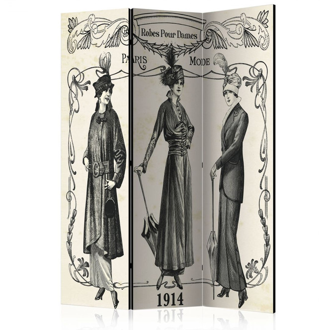 Paravent, Raumteiler freistehend, Trennwand - Kleid 1914