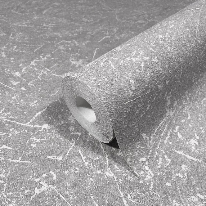 Vliestapete mit textiler Putzoptik grau Struktur
