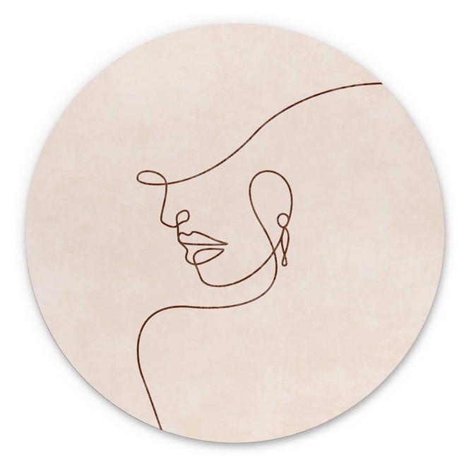 Wandbild Zarte Konturen einer Frau - Line Art - Tunaboylu - Alu-Dibond Rund