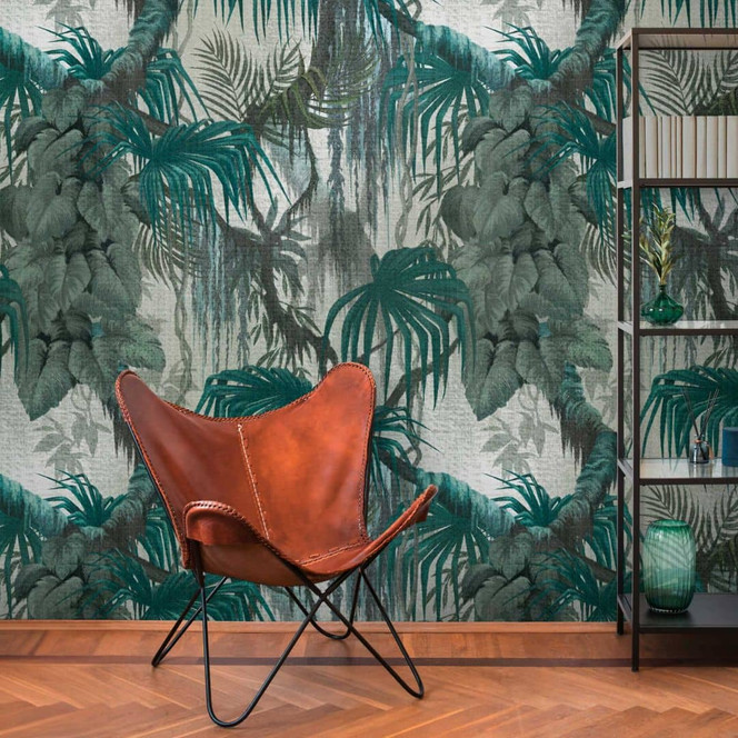 Fototapete Dschungel in Grüntönen - Vliestapete mit Tropenmotiven - Exotisches Design
