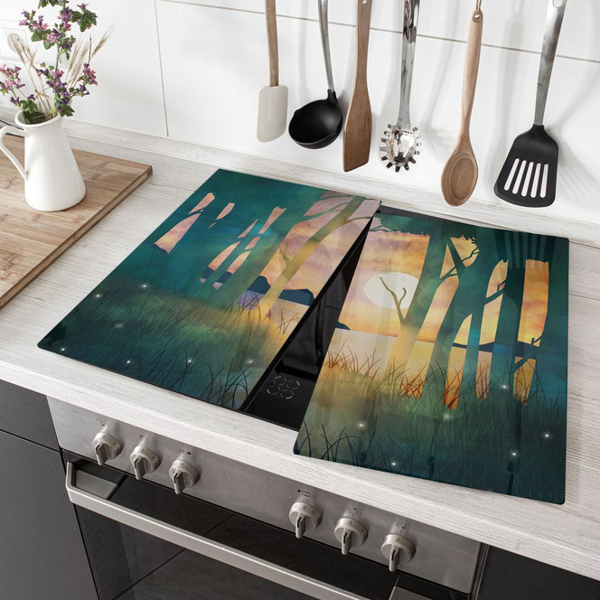 Herdabdeckplatte Waldzauber bei Sonnenuntergang - SpaceFrog Designs