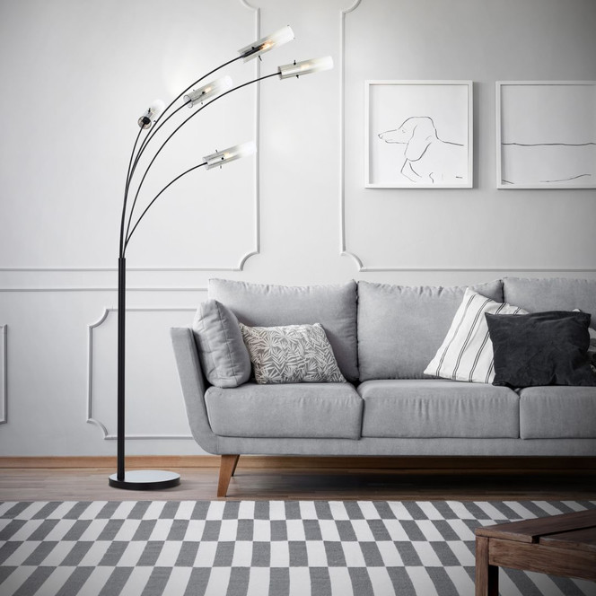 Stehleuchte Hilla, grau, 200 x 73 cm, Metall Bogenlampe, dimmbar