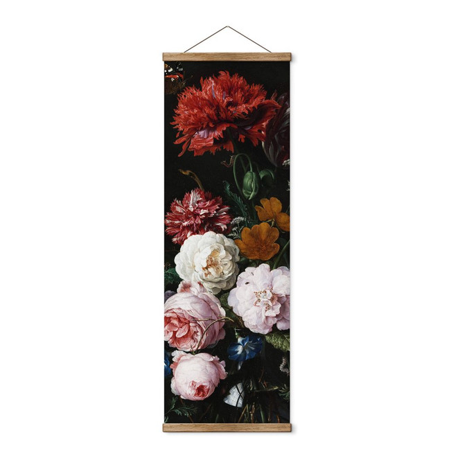 Stoffbild de Heem - Stillleben mit Blumen in einer Glasvase - Panorama