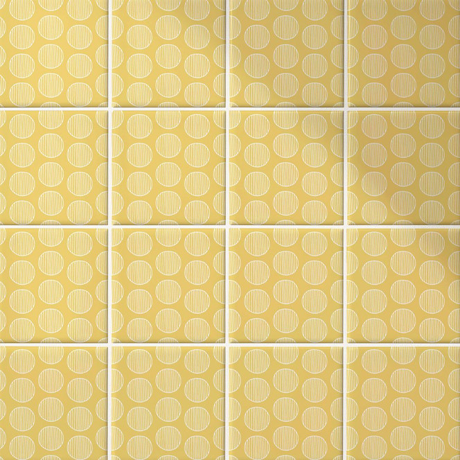 Fliesenaufkleber Boho - Kreise sonnengelb - 12er Set