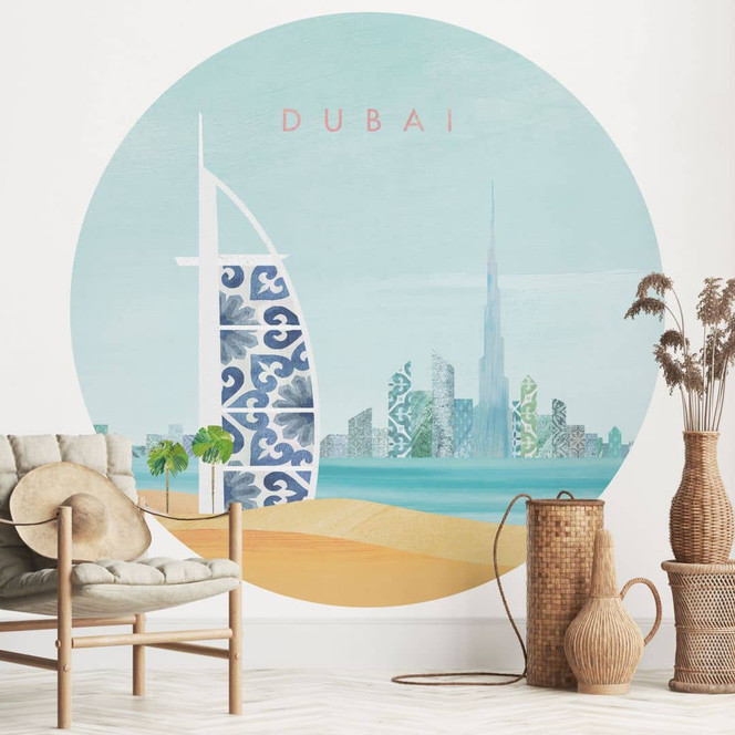 Fototapete Strand von Dubai - Burj Al Arab - Rivers - Rund - Selbstklebend/Vlies