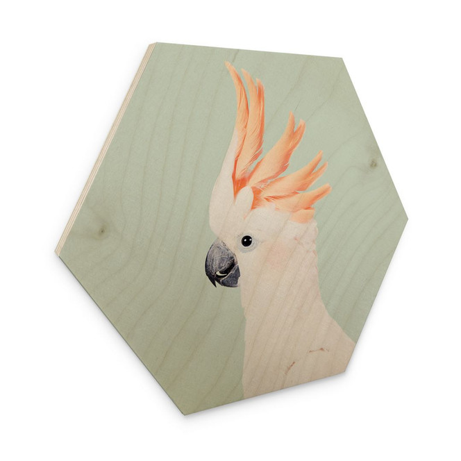 Hexagon-Holzbild Tierporträt Rosa Kakadu - Sisi & Seb