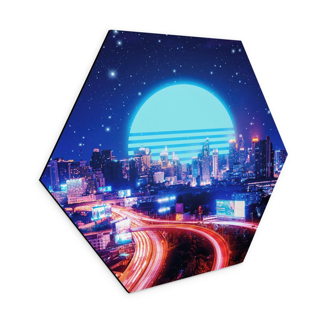 Hexagon Wandbild Cyber City Bangkok - Takkar - Alu-Dibond