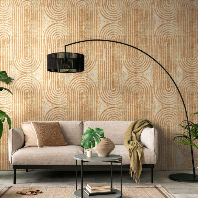 Retro-Tapete in Braun und Beige - Geometrische Vliestapete für Wohnzimmer & Flur