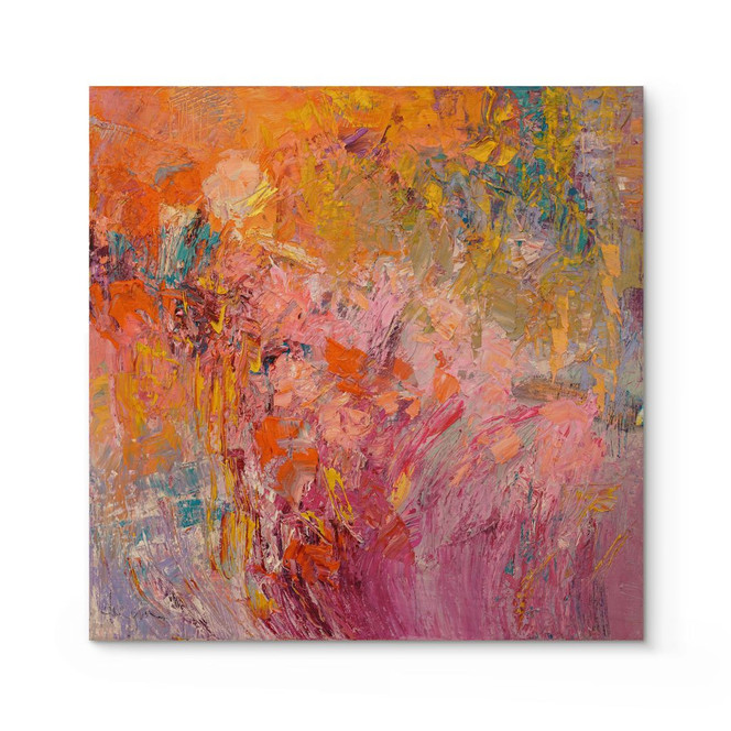 Holzbild Abstrakter bunter Rosengarten - Fagan - Quadratisch