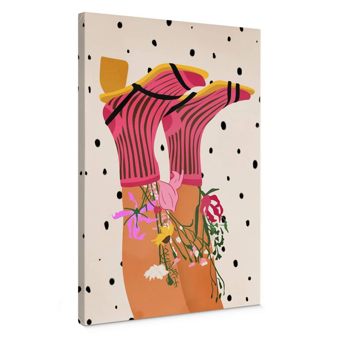 Leinwandbild Sockenliebe trifft Flower Power - Mokate