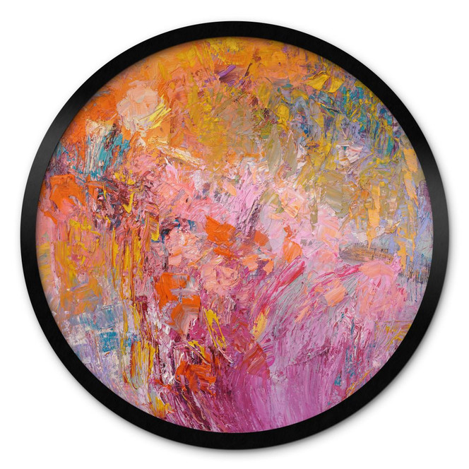 Poster Abstrakter bunter Rosengarten - Fagan - Rund