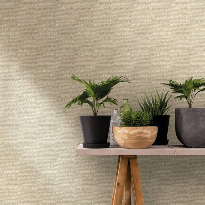 Vliestapete mit geflechteter Holzoptik beige, weiss Textiloptik