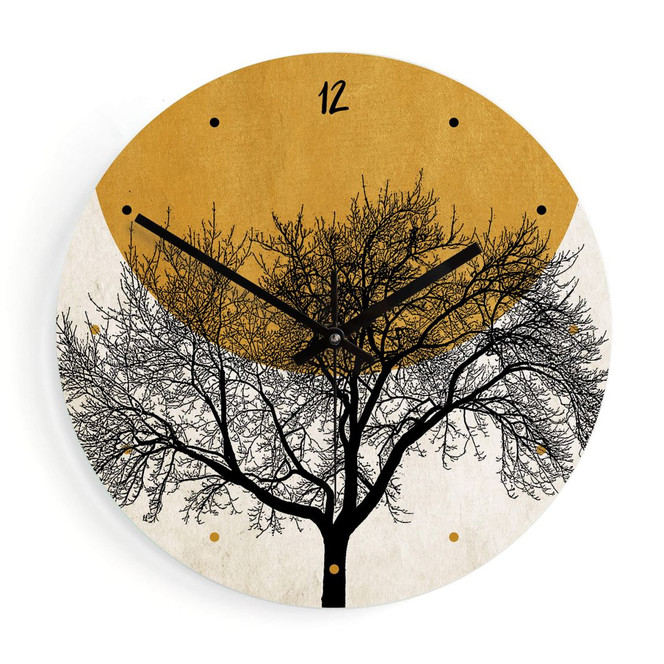 Wanduhr aus Glas - Kubistika - Wintermorgen - Ø 30 cm