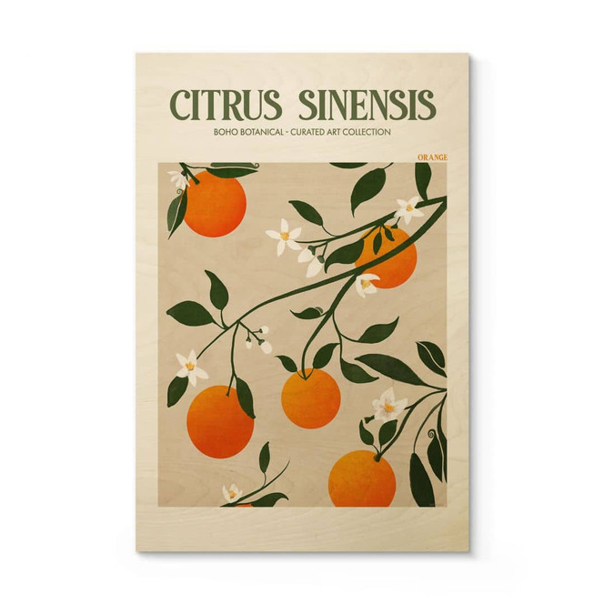 Holzbild Boho Orangenbaum - Citrus Sinensis - Tunaboylu
