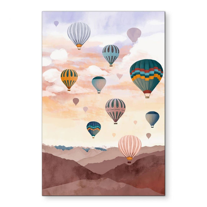 Wandbild Hoch hinaus mit den Heissluftballons - Goed Blauw - Alu-Dibond