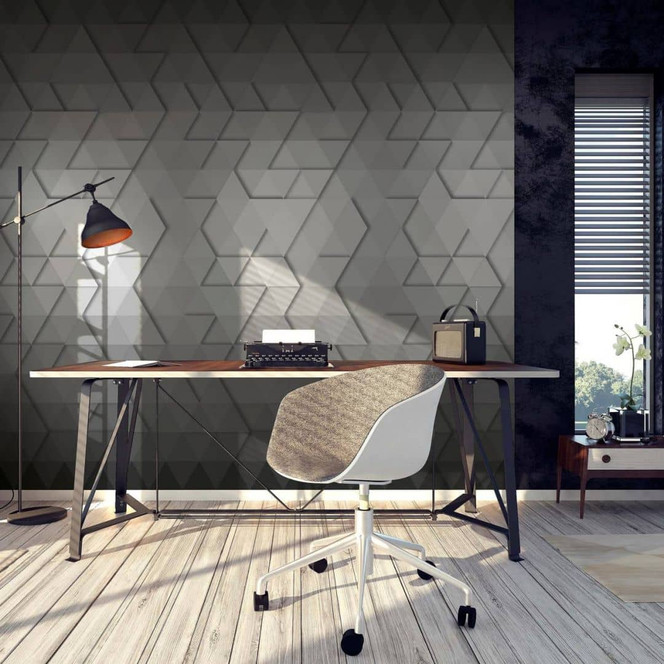 Fototapete mit Illustrations Muster, Grau Grafisch 3.40 x 1.06 m