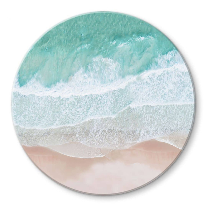Glasbild Sanfte Wellen am Strand - Sisi & Seb - Rund