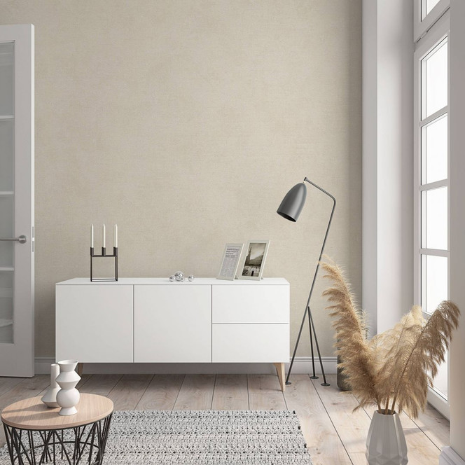 Vliestapete in moderner, feiner Struktur beige Uni