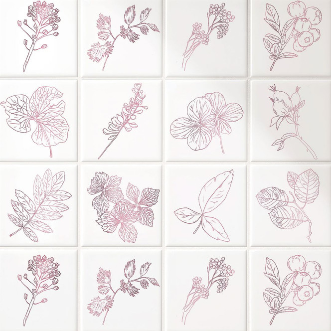 Fliesenaufkleber Outlines Blätter Rose - 12er Set