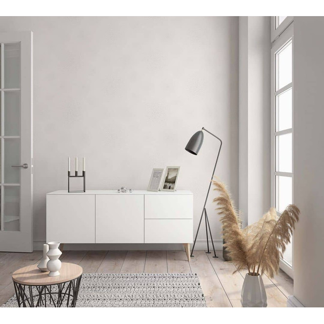 Vliestapete Struktur Punkte Modern, Romantisch, Shabby Chic in Weiss