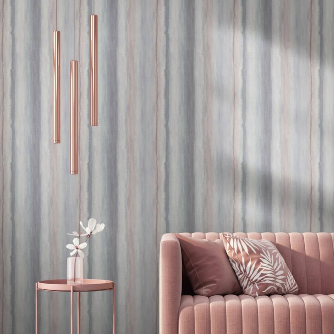 Vliestapete mit moderner Streifenoptik grau, grün, Grafisch