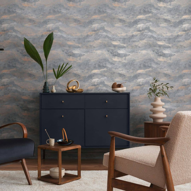 Farbverlauf-Tapete Grau Anthrazit – Abstrakte Vliestapete mit Struktur