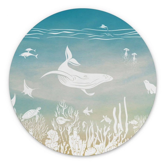 Rundes Wandbild Unterwasserwelt-Paradies - Ombre - Kikki Belle - Alu-Dibond