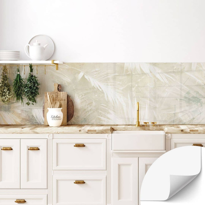 Selbstklebende Küchenrückwand Abstrakte weisse Palmenblätter - Kulik