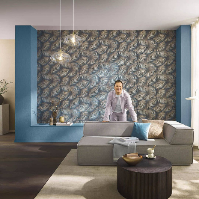 Guido Maria Kretschmer Grafiktapete Twill Fashion for Walls 5 blau