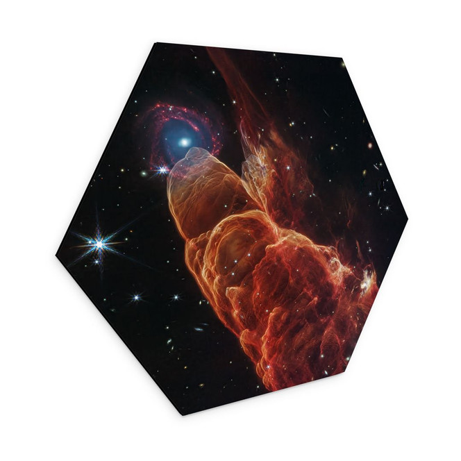 Hexagon Wandbild James Webb Telescope - Kosmischer Wirbelsturm Herbig Haro 49/50