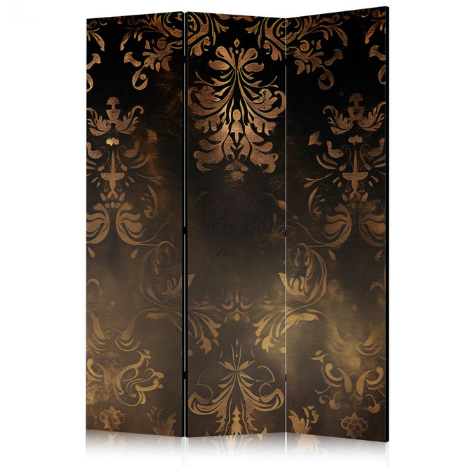 Paravent, Raumteiler freistehend, Trennwand - Baroque Ornaments in Patinated Gold and Bronze - Retro Motif
