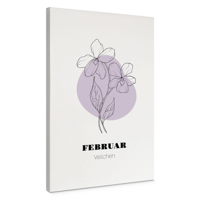 Personalisierbares Leinwandbild Monatsblume Februar