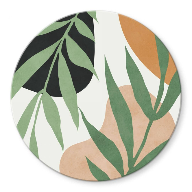 Glasbild Grüne Zweige im Dschungel | Tropische Pflanzen - Costa - Rund