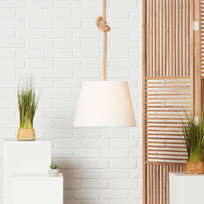 Pendelleuchte Milan, braun, 130 x 35 cm, Textil Pendelleuchte