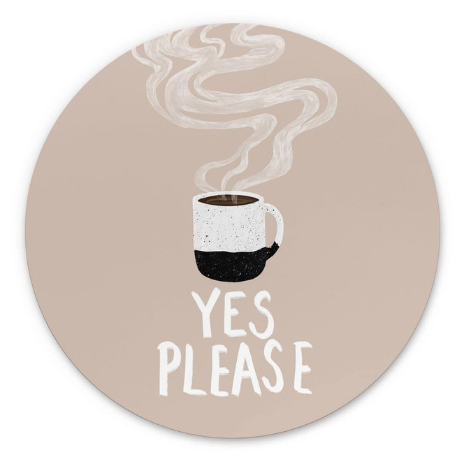 Wandbild Heisse Tasse Kaffee am Morgen - EMELIEmaria - Alu-Dibond Rund