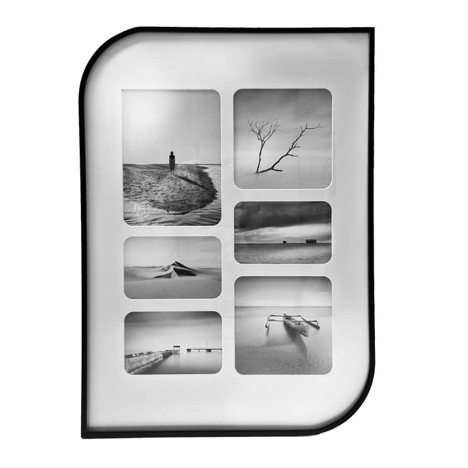 Aluminium Bilderrahmen Schwarz mit Passepartout - für 6 Fotos - 40.6 x 55.9 cm