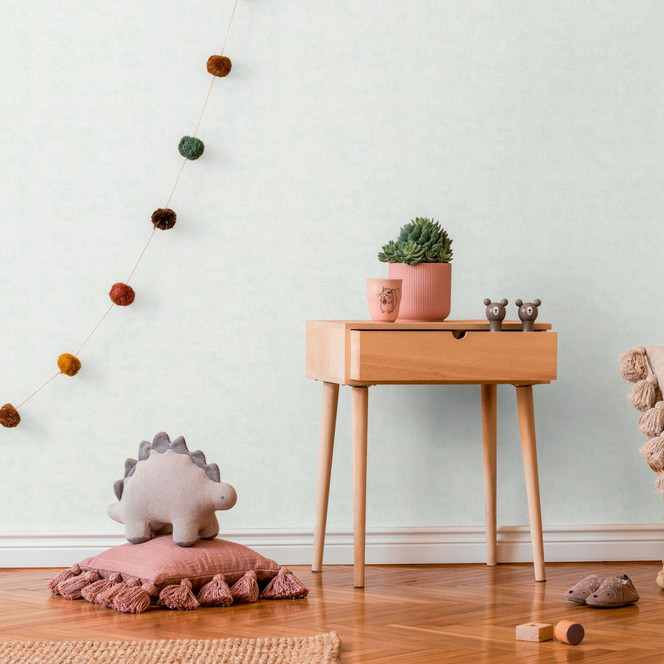 Unitapete Kinderzimmer Mint Hellgrün - Einfarbige Tapete