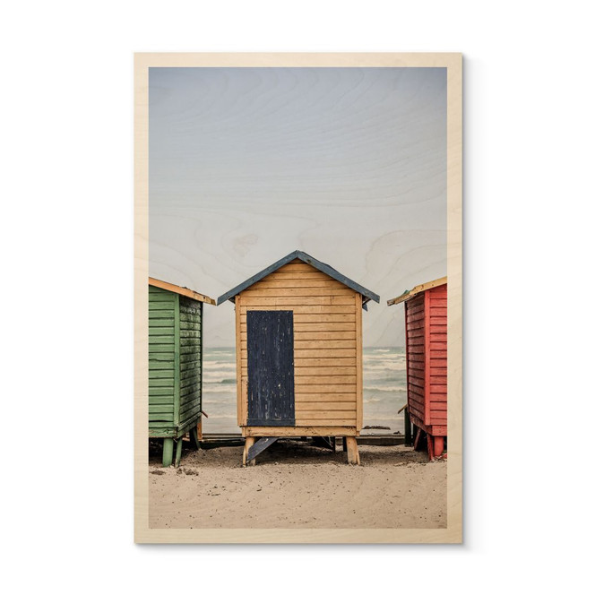 Holzbild Küstencharme - Bunte Hütten am Meer - Shot by Clint