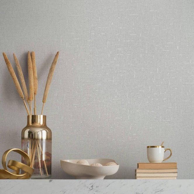 Vliestapete in leicht glänzender Struktur grau, weiss Uni