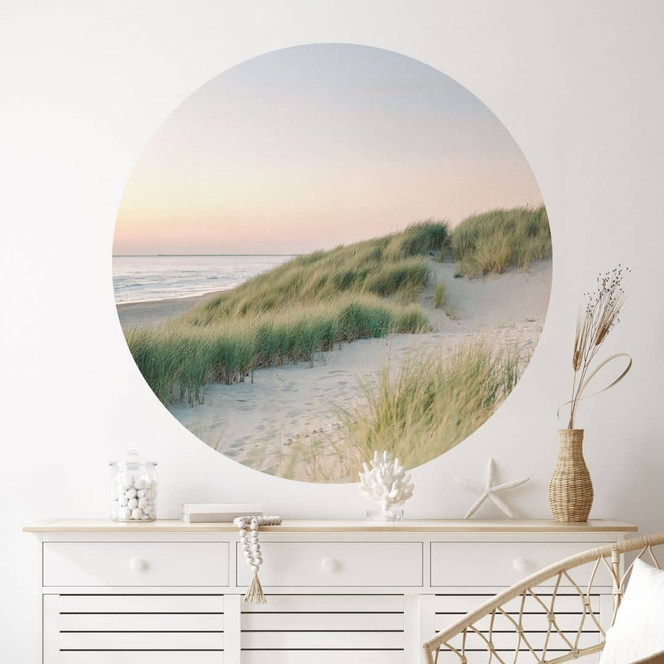 Wandtattoo Dünen an der holländischen Küste - Zwart - Rund